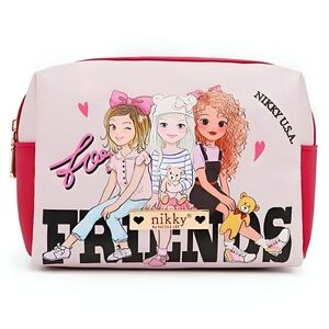 Nicole Lee USA Printed Extra Large Cosmetic Pouch "Best Friends"